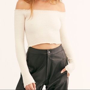 Off-white free people textured crop top